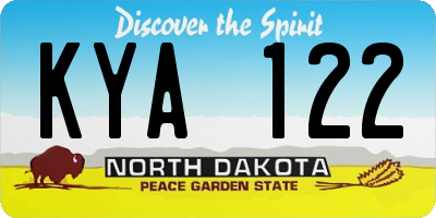 ND license plate KYA122