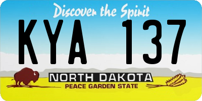 ND license plate KYA137