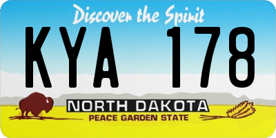 ND license plate KYA178