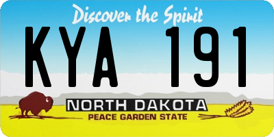 ND license plate KYA191