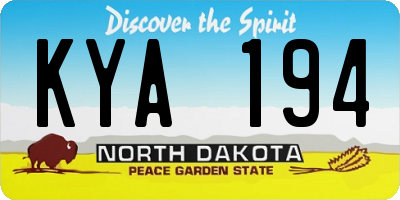 ND license plate KYA194