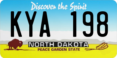 ND license plate KYA198