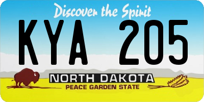 ND license plate KYA205