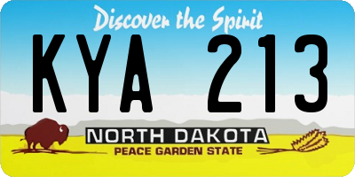 ND license plate KYA213