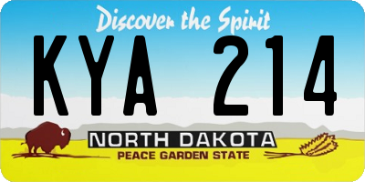 ND license plate KYA214