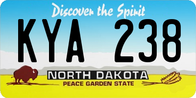ND license plate KYA238