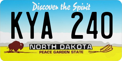 ND license plate KYA240