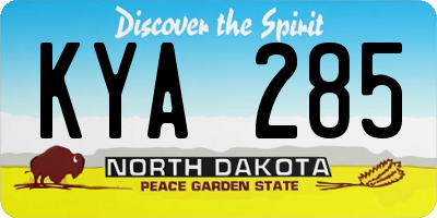 ND license plate KYA285