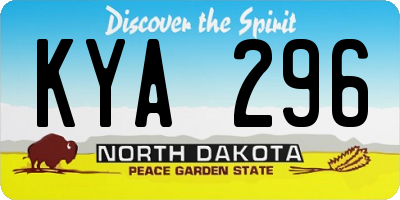 ND license plate KYA296