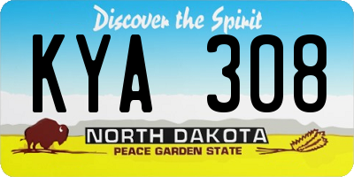 ND license plate KYA308