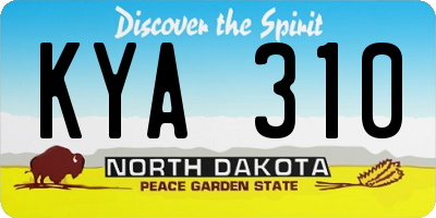 ND license plate KYA310