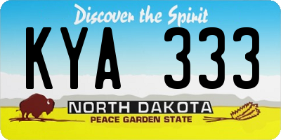 ND license plate KYA333