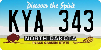 ND license plate KYA343