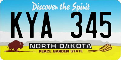 ND license plate KYA345