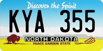 ND license plate KYA355