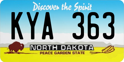 ND license plate KYA363