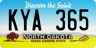 ND license plate KYA365