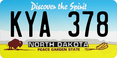 ND license plate KYA378