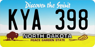 ND license plate KYA398