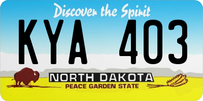 ND license plate KYA403