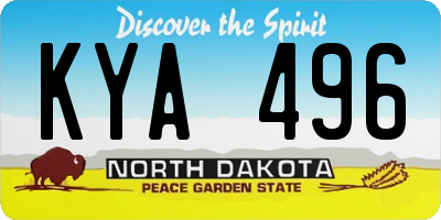ND license plate KYA496