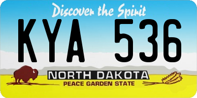 ND license plate KYA536