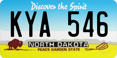ND license plate KYA546