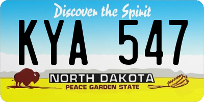 ND license plate KYA547