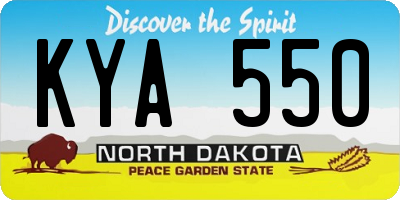 ND license plate KYA550