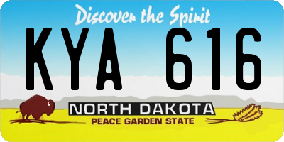 ND license plate KYA616