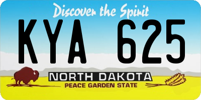 ND license plate KYA625