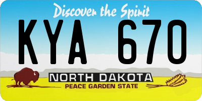ND license plate KYA670
