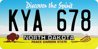 ND license plate KYA678