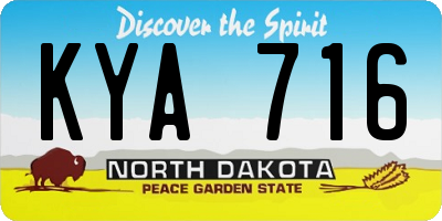 ND license plate KYA716