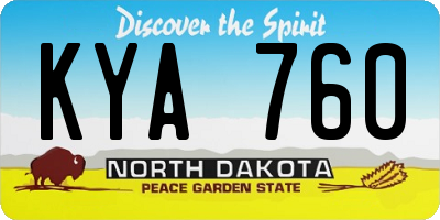 ND license plate KYA760