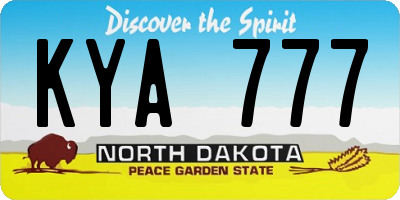 ND license plate KYA777