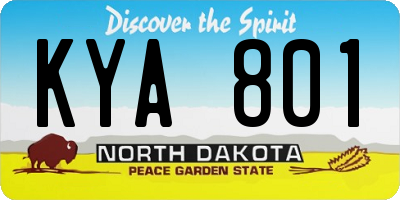 ND license plate KYA801