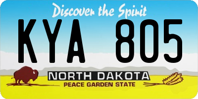 ND license plate KYA805