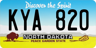 ND license plate KYA820