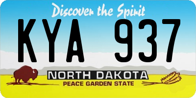 ND license plate KYA937