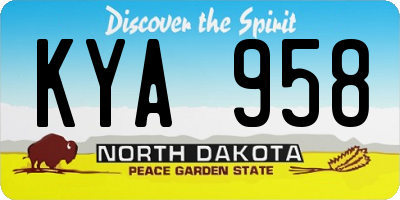 ND license plate KYA958