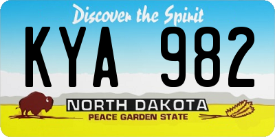 ND license plate KYA982