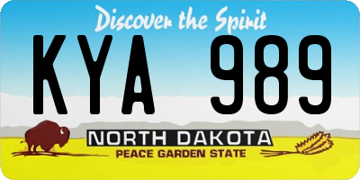 ND license plate KYA989