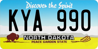 ND license plate KYA990
