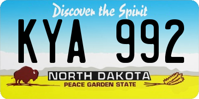 ND license plate KYA992
