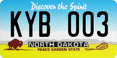 ND license plate KYB003