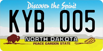 ND license plate KYB005