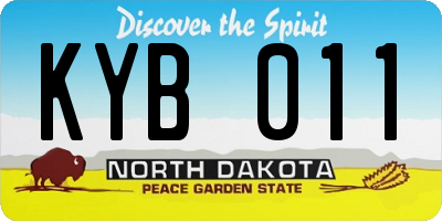 ND license plate KYB011