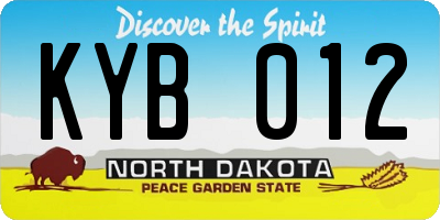 ND license plate KYB012