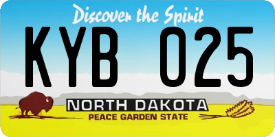 ND license plate KYB025